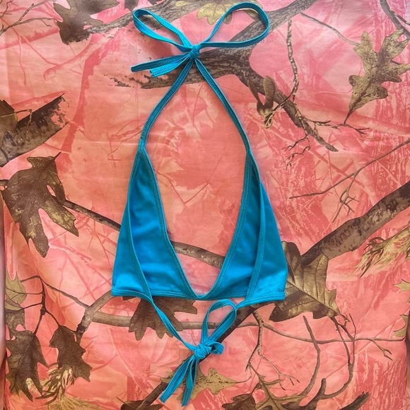 body zone y2k rave iridescent blue triangle tie bralette - Picture 4 of 6